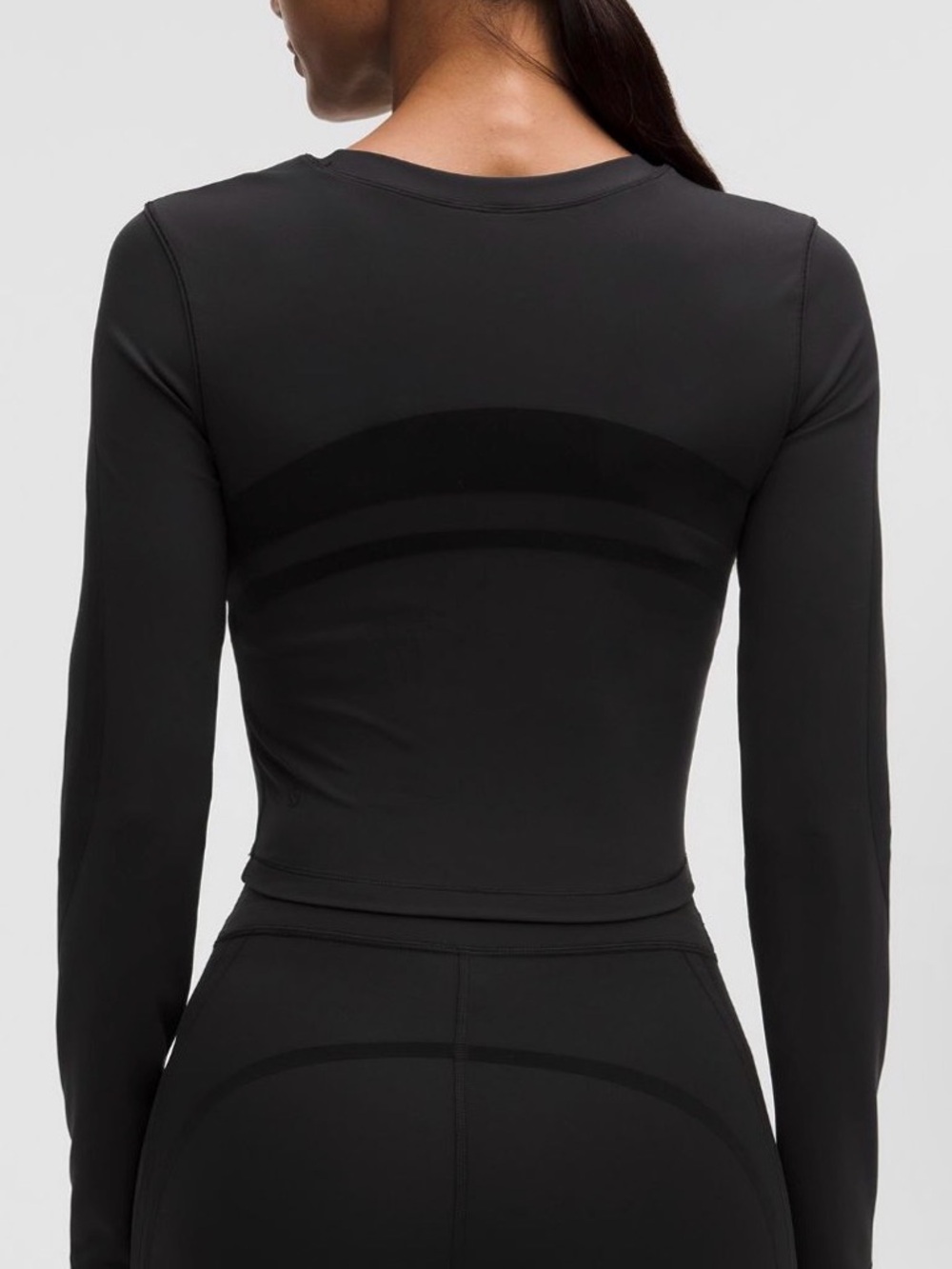 Lululemon FLOCKED Wunder Train Cropped Long Sleeve Top Black Size 8 NWT